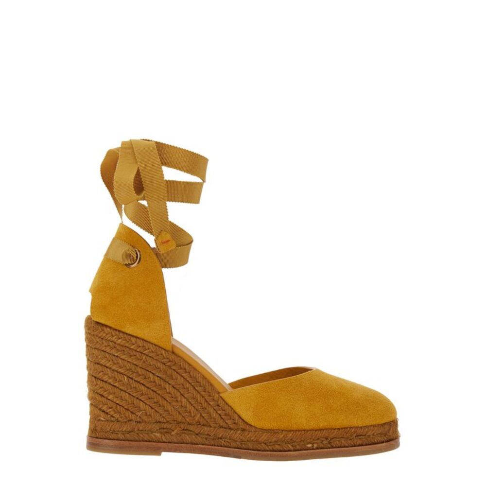 Castañer Women 'Camilla' Yellow Wedges With Ankle Strap In Suede For Women